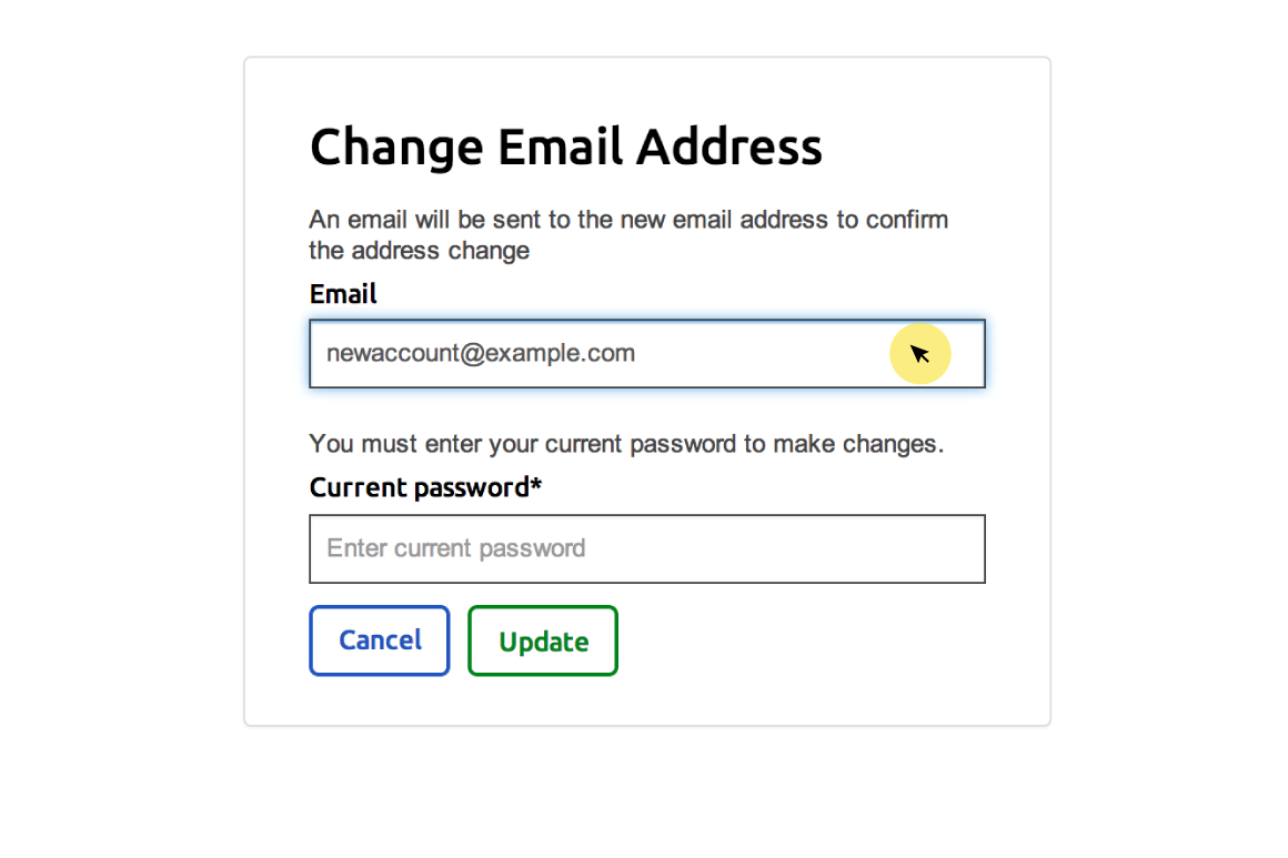 Change email address form
