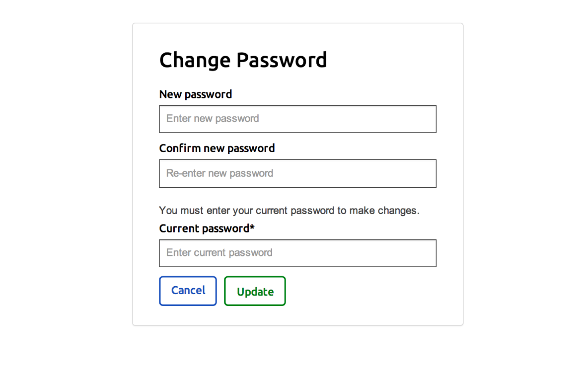 Change password form